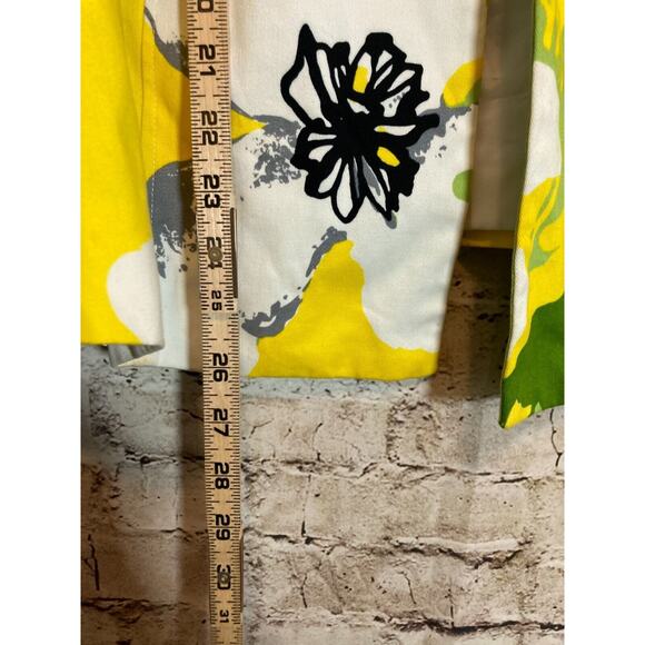 Trenz by Theresa Renz Blazer Jacket Womens 2X Yellow & Green Open Front Floral - Picture 8 of 12